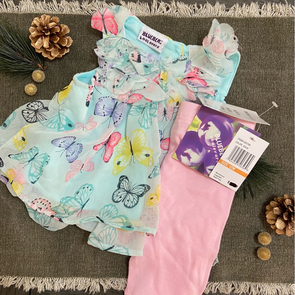 Blueberi Boulevard | 12 Month | Butterfly Flower | Clothing Set Outfit